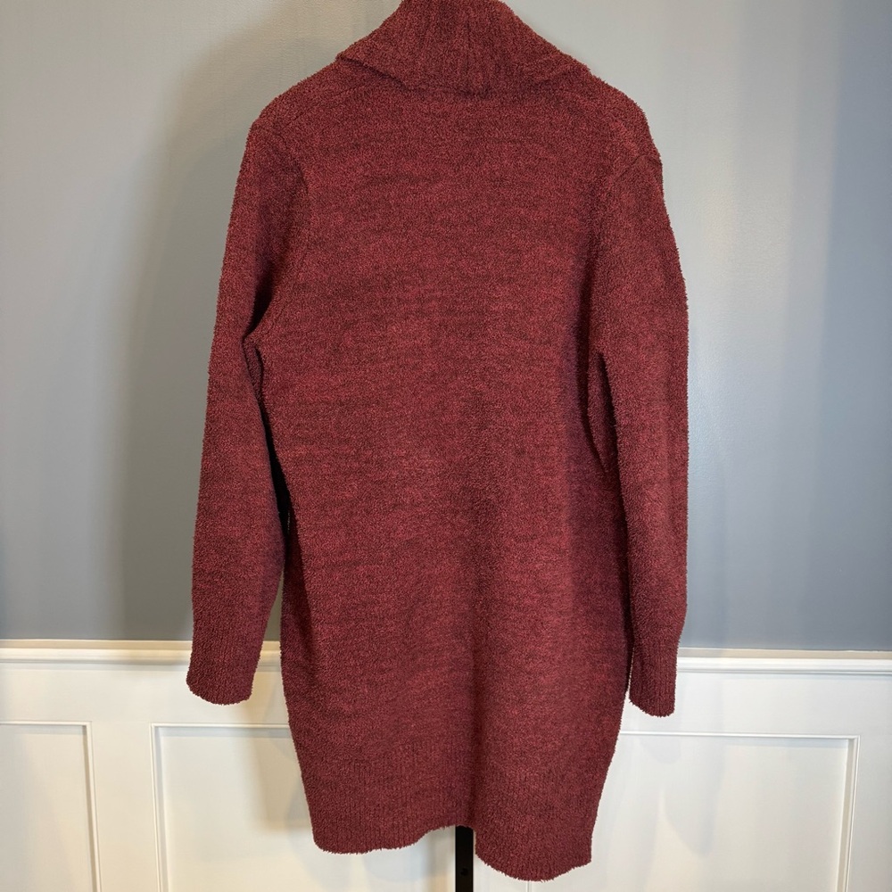 Barefoot Dreams Women CozyChic Cali Cardigan Size M Maroon Long Open Front - Picture 9 of 10